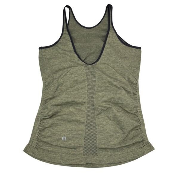 Lululemon In The Flow Tank In Heathered Fatigue Green Size 8 - Picture 7 of 8
